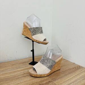 TOMS Monica Cork Wedge Beige And Black Polka Dot Women’s Size 7